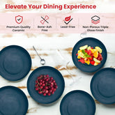 Kuber Industries 14 Pcs Ceramic Dinner Set | Dishwasher & Microwave Safe | Crockery Set for Dining & Gifting | 6 Pcs Dinner Plates & 2 Pcs Serving Bowl & 6 Pcs Bowl | Green